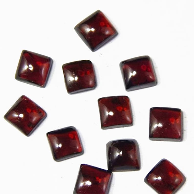 3mm4mm5mm6mm Natural Red Garnet square shape flat back cabochon for jewelry