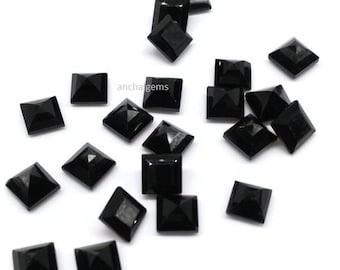 3mm/4mm/5mm/6mm/7mm/8mm Natural Black Onyx square cut faceted loose gemstone