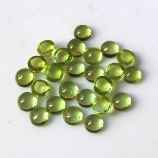 8mm/9mm/10mm Natural Green Peridot round shape flat back cabochon for jewelry