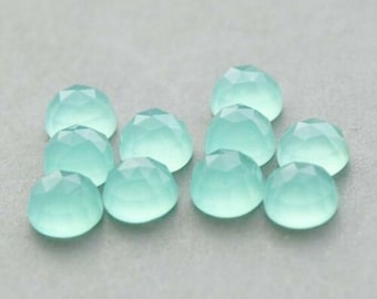 3mm/4mm/5mm/6mm/7mm Natural Aqua Chalcedony round rose cut flat back cabochon for jewelry