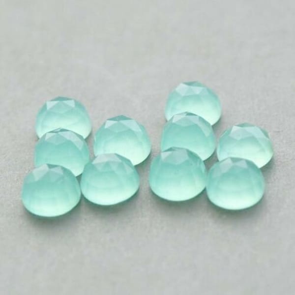 3mm/4mm/5mm/6mm/7mm Natural Aqua Chalcedony round rose cut flat back cabochon for jewelry