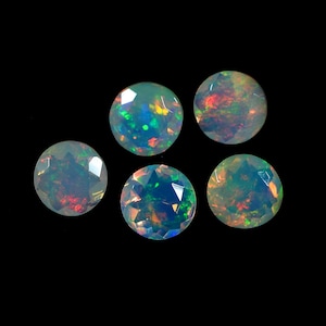 7mm/8mm/9mm Natural Ethiopian Welo fire Opal round cut faceted loose gemstone for jewelry