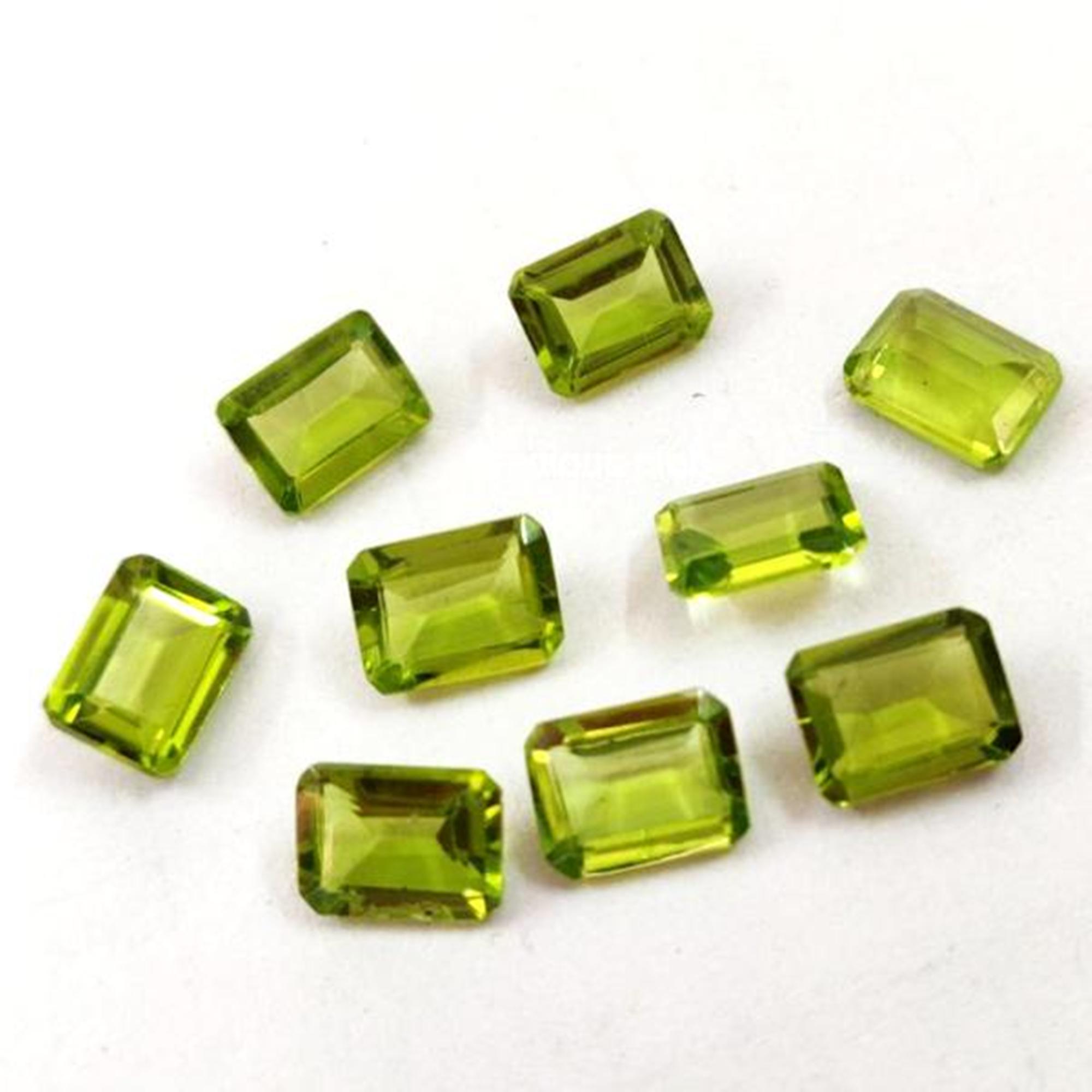 5X3mm/6x4mm/8x6mm/10x8mm Natural Green Peridot octagon emerald cut faceted loose gemstone for jewelry