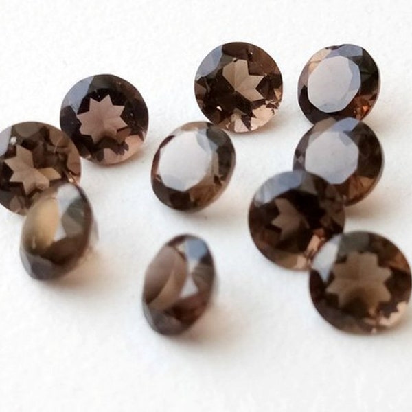 9mm/10mm/11mm/12mm Natural Smoky Quartz round cut faceted loose gemstone for jewelry