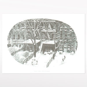 Vintage Hand illustrierte New York Backyards, New York - Season es Greetings Card