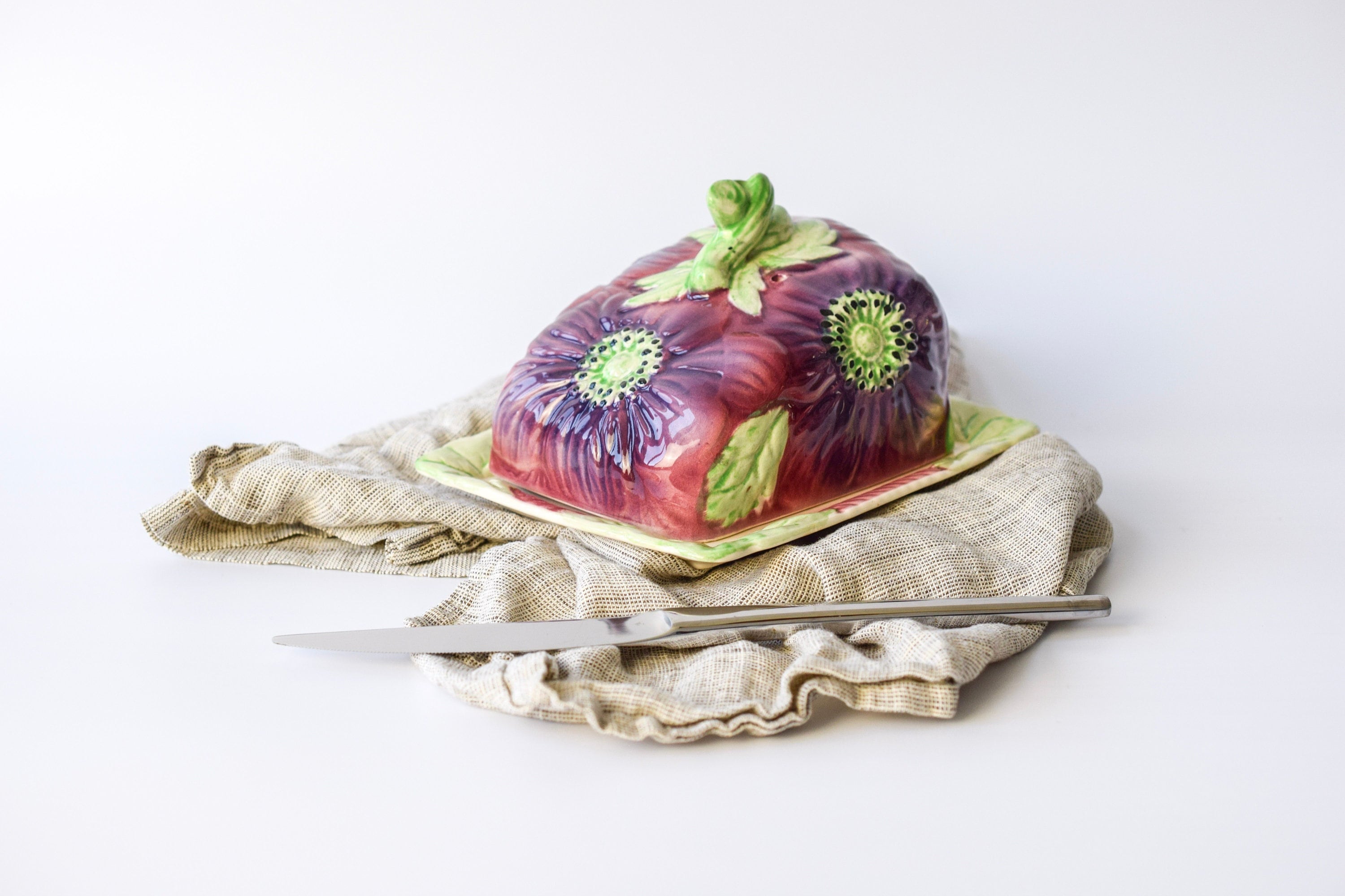 Vintage Genuine Staffordshire Shorter England Butter Dish Etsy