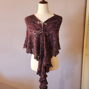 Handknit Lace Shawl: Merino Yak Blend with Beads