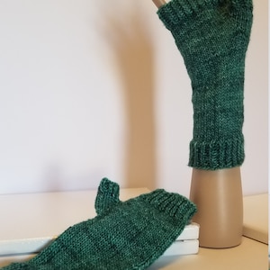 Hand knitted merino blend fingerless gloves