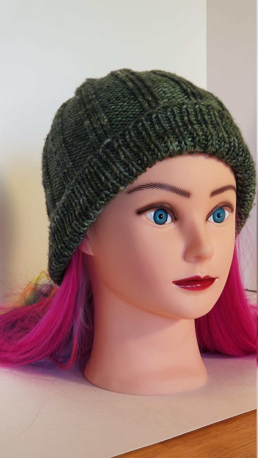 Green Wool Knitted Winter Hat Etsy