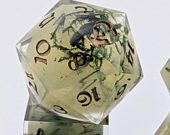 Swamplume | Handmade Resin Dice | Sharp Edge | Set of 7