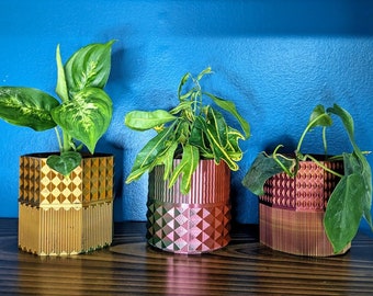 4" Textured Pots - Set of 3 - STL File