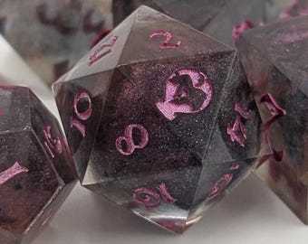 Handmade Dice | Bubblegum Nebula | Sharp Edge | Set of 7