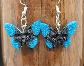 Butterfly and Skull Earrings - Handmade - Resin
