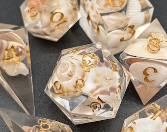 Mermaid's Pocket Collection | Handmade Resin Dice | Sharp Edge | Set of 7