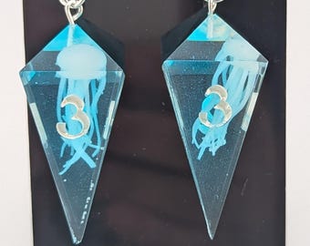 Crystal D4 Earrings | Jellyfish | Handmade Resin Earrings | Dangle