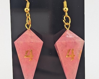 Crystal D4 Earrings | Rosegold | Handmade Resin Earrings | Dangle