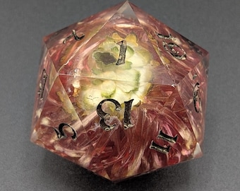 D20 JUMBO | Real Red Zinnia | Handmade | 50mm | Sharp Edge