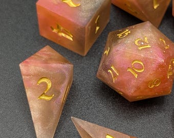 Petal and Clay | Handmade Dice | Sharp Edge | Set of 7