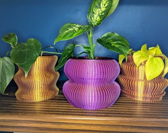 4" Striped Texture Pots - Set of 3 - STL File