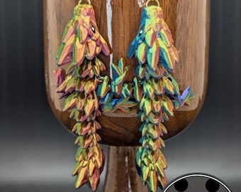 Crystal Dragon Earrings - dangle - color change - 3D printed