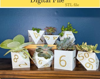 7 Piece Dice - Small Pot Set - STL files