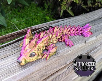Baby Crystal Wolf Dragon - articulated - 3D printed