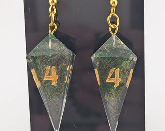 Crystal D4 Earrings | Real Moss | Handmade Resin Earrings | Dangle