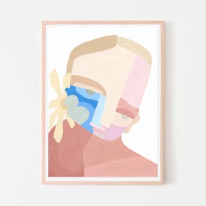 Frankie - Soft Pastel Abstract Portrait Art Print – Modern Feminine Wall Art – A4 to A2 – Contemporary Home Decor – Unique Artwork