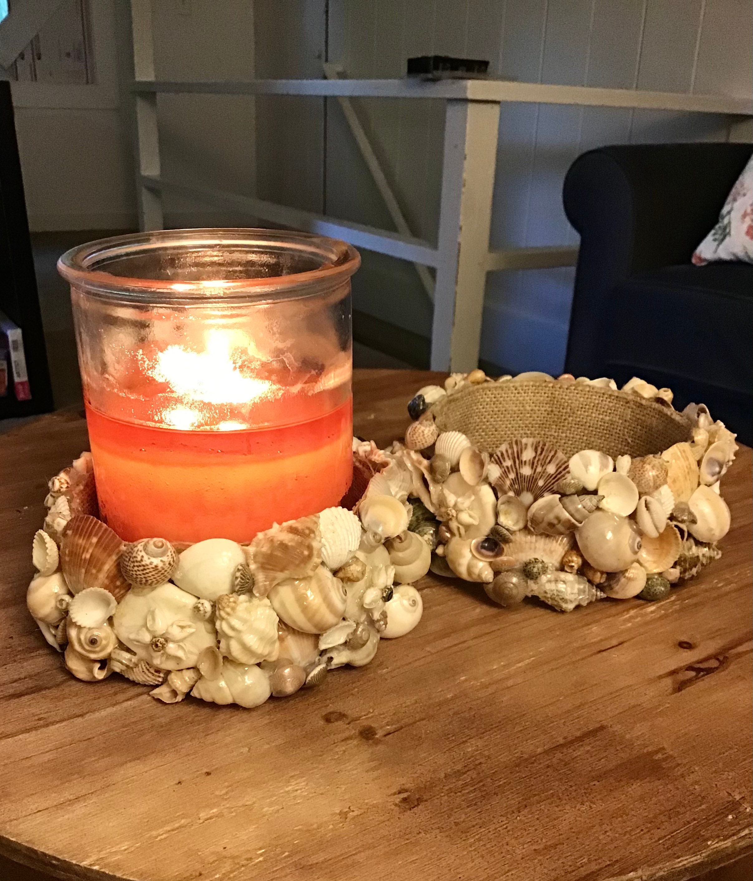 2 Seashell candle ring fits 4 1/2 inch jar candle Etsy