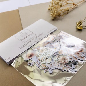 Pacchetto adesivi floreali W Lamina d'oro - Adesivi floreali beige, adesivi floreali, adesivi primaverili, adesivi estivi, adesivi botanici