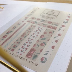 Cherry Washi Tape Stickers - Zomerstickers, Fruitstickers, Fruit Washi Tape, Decoratieve papieren tape