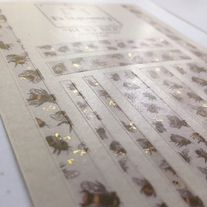 Busy Bee Washi Tape Aufkleber - Mit Goldfolie, Frühling Aufkleber, Bienen Aufkleber, Sommer Aufkleber, Hummel Aufkleber, Dekoratives Papierklebeband
