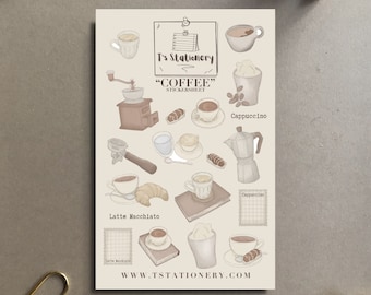 Coffee Stickers - For Journal, Coffee Lover Gift, Scrapbooking, Sticker Sheet,