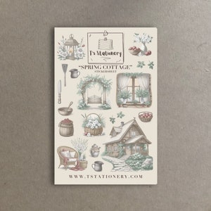Lentestickers - Cottage-stickers, Cottagecore, voor journaling, planner, scrapbooking, raamsticker, gezellige stickers