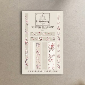 Ruban d'autocollants Sakura - Autocollants pour carnets, Autocollants fleurs, Scrapbooking, Autocollant floral, Autocollants printaniers, Ruban adhésif en papier, Ruban adhésif en papier