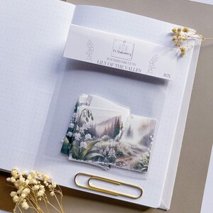 Frühlings-Aufkleber, Hintergrund-Aufkleber, Natur-Aufkleber, Maiglöckchen-Aufkleber, Journal-Aufkleber, Scrapbooking, dekorative Aufkleber
