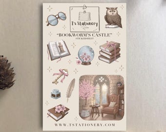 Bookworm's Castle Sticker Sheet – Whimsical Reading Journal Planner Stickers