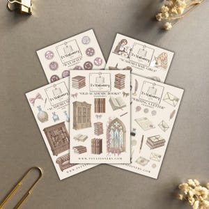 Academia Aufkleber Set von 5 - Journal Aufkleber, Scrapbooking, Planer Aufkleber, Journal Kit, Pen Pal Aufkleber, Dark Academia Aufkleber