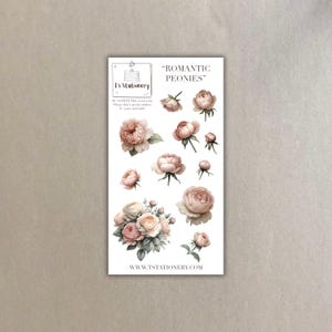 Stickers pivoine - Stickers Saint-Valentin, Stickers printemps, Stickers journal, Stickers agenda, Scrapbooking, Stickers Washi