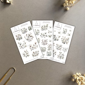 Magnolien-Aufkleber 3er-Set - Blumenaufkleber - Frühlingsaufkleber, Journaling-Aufkleber, Planer-Aufkleber, Magnolien-Aufkleberpaket, Briefpapier