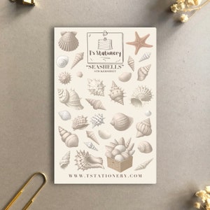 Zeeschelpstickers - Dagboekstickers, Scrapbooking, Plannerstickers, Zomerstickers, Zeestickers