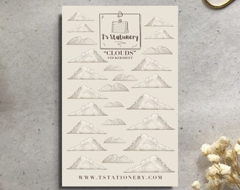 Cloud Stickers: Beige Neutral Planner Stickers, Journaling Sticker Sheet