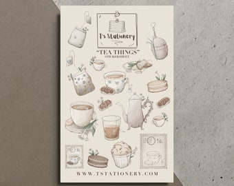 Spring Tea Stickers: Cozy Journaling, Scrapbooking