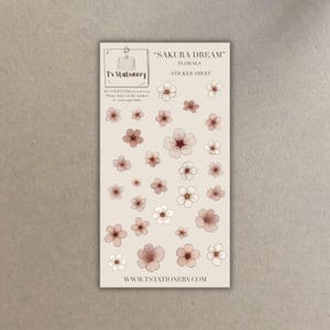 Sakura Dream - Sakura Blume Aufkleber, Journal Aufkleber, Kirschblüte-Aufkleber Blatt, Scrapbooking, für Planer, Blumen