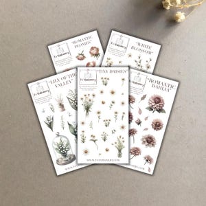 Stickers fleurs - Stickers fleurs, stickers pour carnet de notes, autocollants pour agenda, lot d'autocollants fleurs, stickers pour carnet de notes
