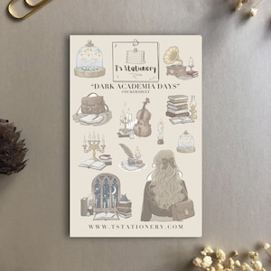 Adesivi Dark Academia - Adesivi per diario, Adesivi per planner, Scrapbooking, Light Academia, Diario di lettura, Cancelleria
