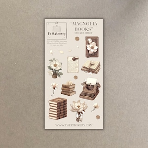 Adesivi per libri - Per diario di lettura, adesivi floreali per libri, adesivi primaverili, adesivi magnolia, adesivi per diario, scrapbooking