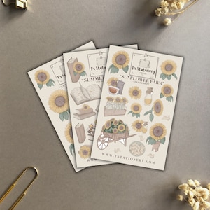 Lot de 3 autocollants tournesol - Stickers tournesol, pour journal, scrapbooking, agenda, été, feuille d'autocollants fleurs, fleurs jaunes,
