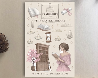 The Castle Library Sticker Sheet – Bookish Stickers, Whimsical Reading Journal Stickers