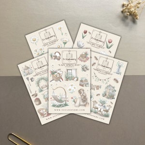 Frühlingsaufkleber-Bündel mit 5 Aufklebern - Bienen-Aufkleber, gemütliche Cottage-Aufkleber, Sommer-Aufkleber, Journal-Aufkleber, Planer-Aufkleber, Scrapbooking